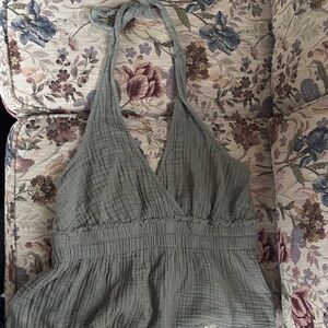 American Eagle Outfitters Olive Halter Blouse